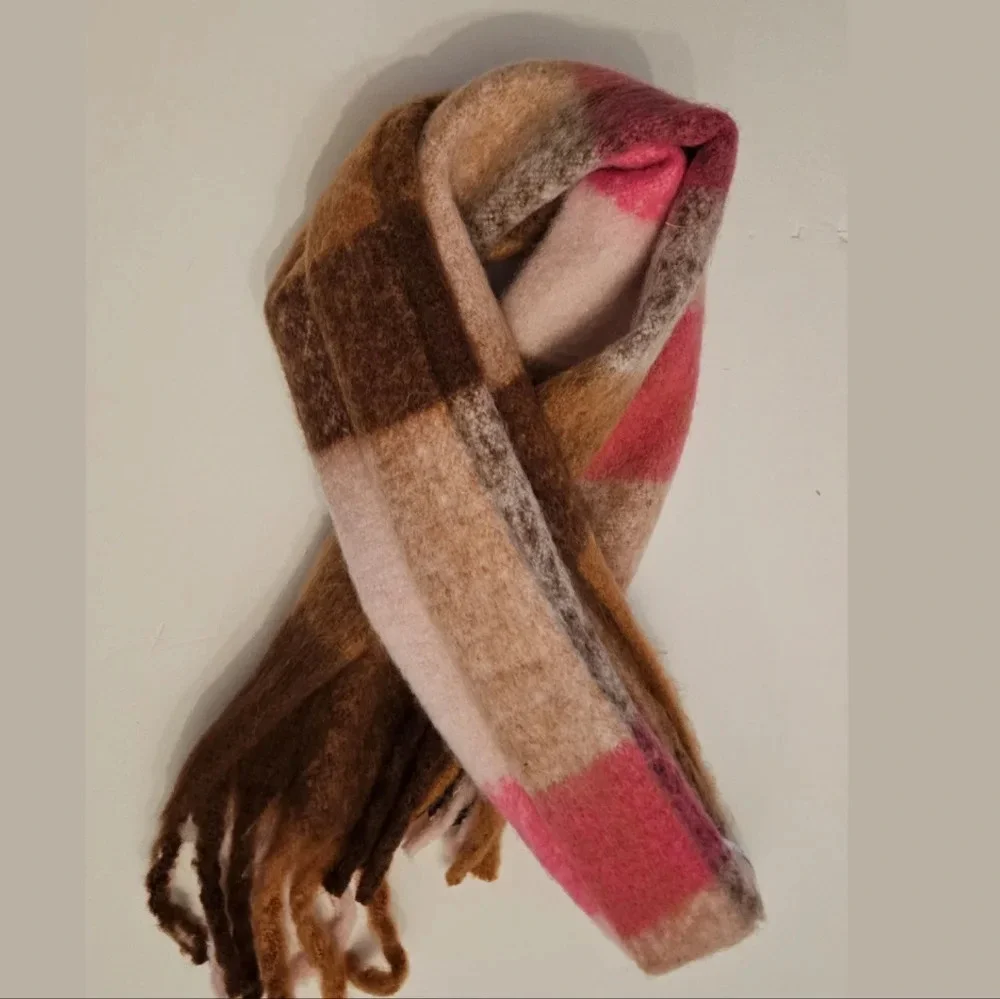 Marcus Adler Oversized Fluffy Plaid Scarf